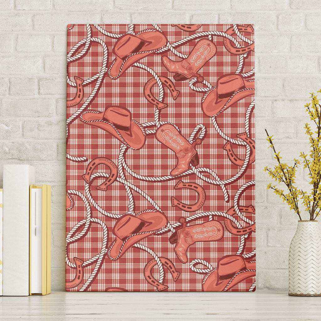 Red Hawaii Palaka Cowboy Canvas Wall Art Hawaiian Paniolo Festival Spirit