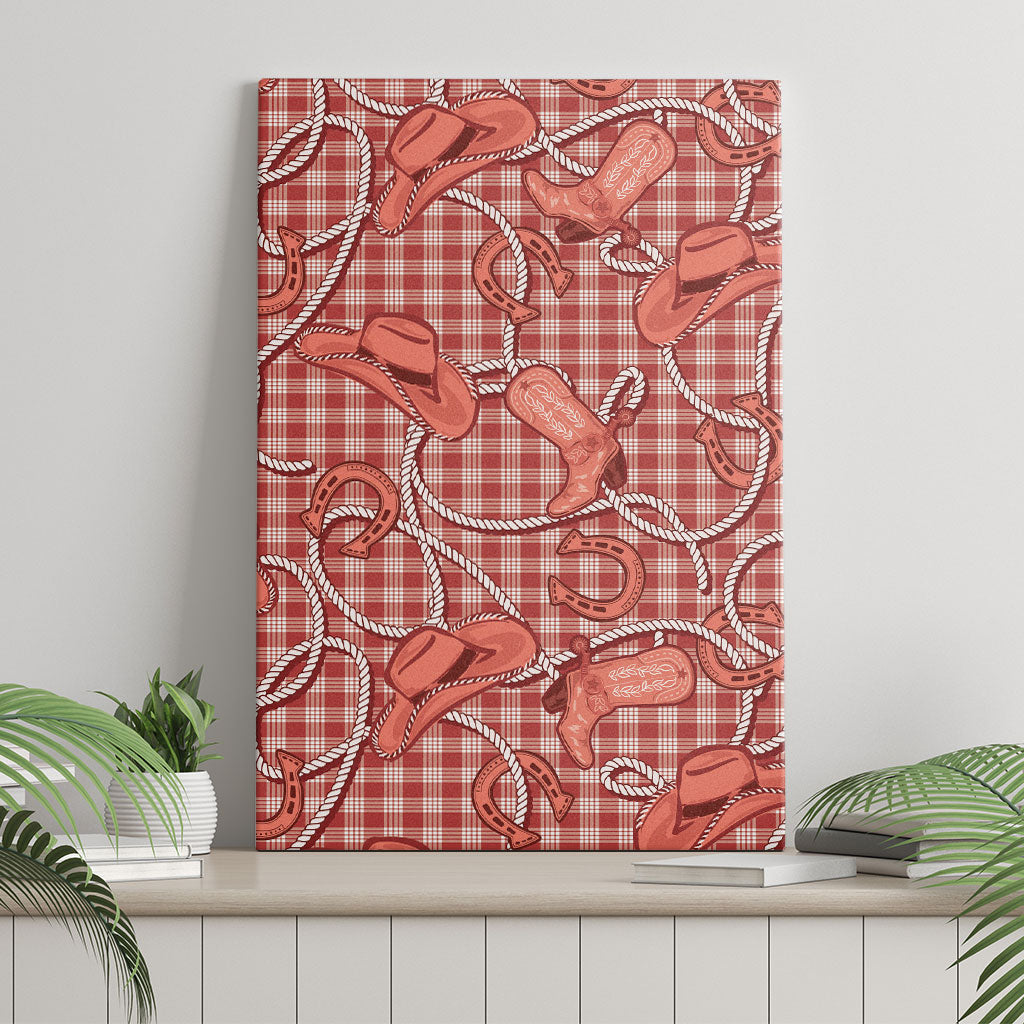 Red Hawaii Palaka Cowboy Canvas Wall Art Hawaiian Paniolo Festival Spirit