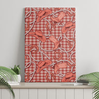 Red Hawaii Palaka Cowboy Canvas Wall Art Hawaiian Paniolo Festival Spirit