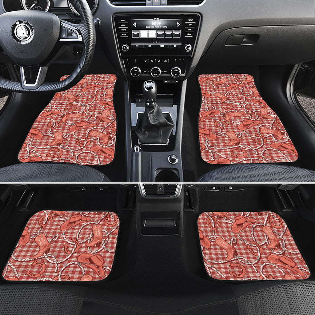 Red Hawaii Palaka Cowboy Car Mats Hawaiian Paniolo Festival Spirit