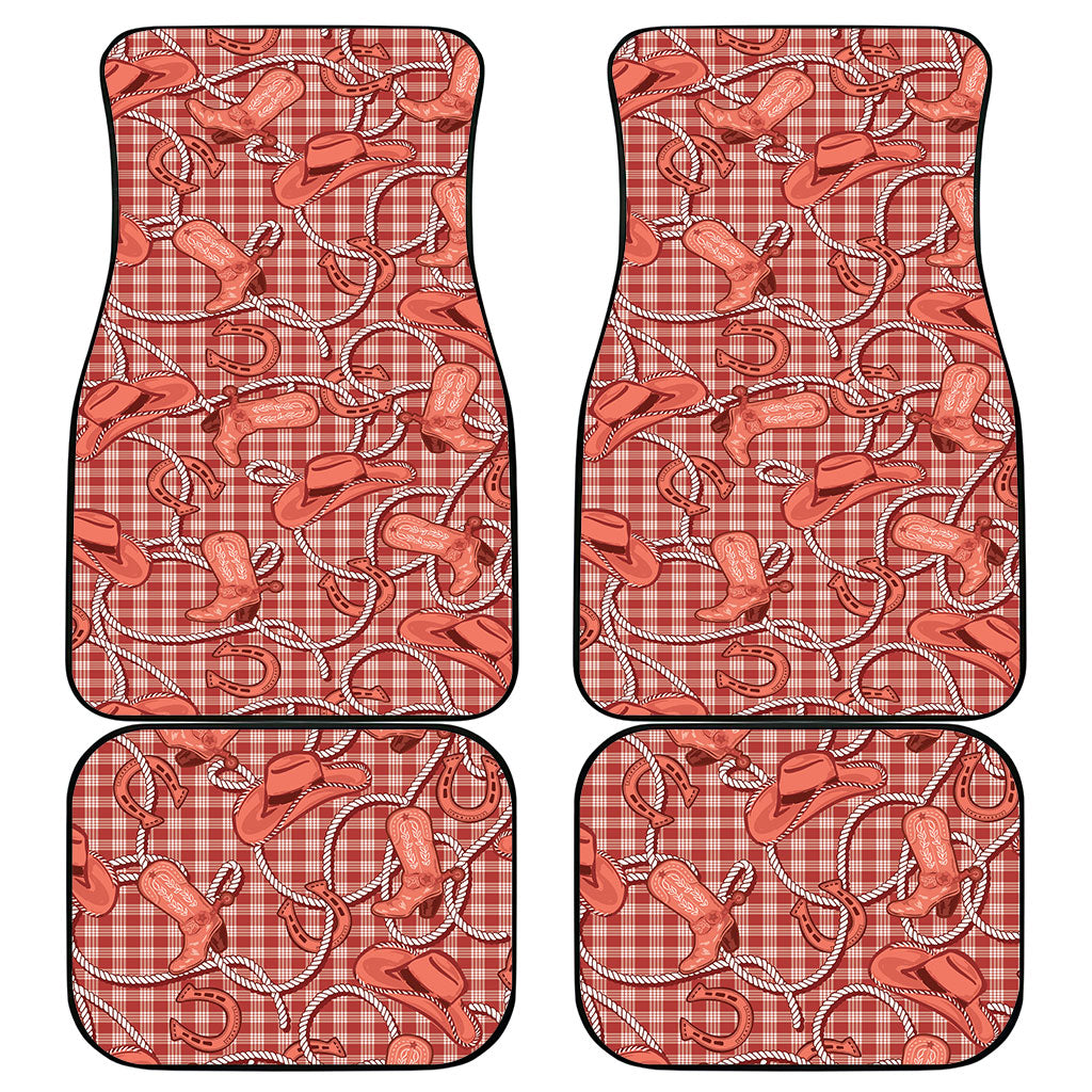 Red Hawaii Palaka Cowboy Car Mats Hawaiian Paniolo Festival Spirit