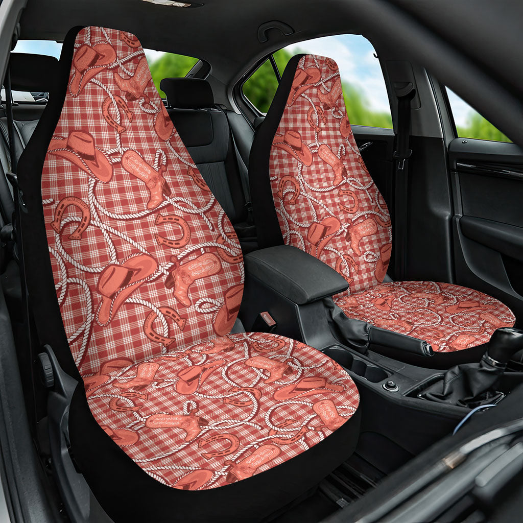 Red Hawaii Palaka Cowboy Car Seat Cover Hawaiian Paniolo Festival Spirit