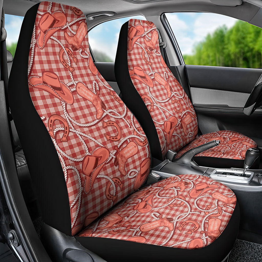 Red Hawaii Palaka Cowboy Car Seat Cover Hawaiian Paniolo Festival Spirit