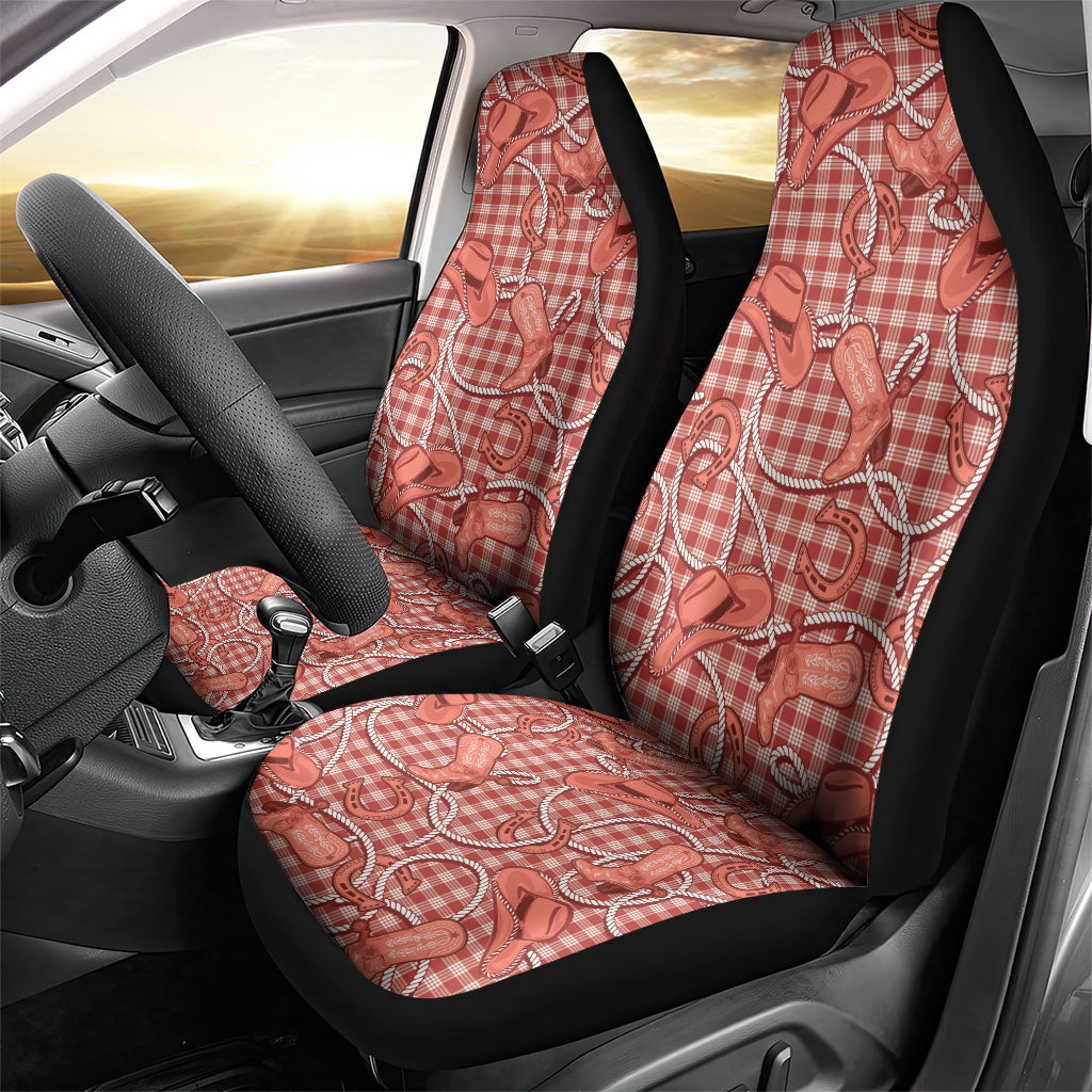 Red Hawaii Palaka Cowboy Car Seat Cover Hawaiian Paniolo Festival Spirit