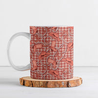 Red Hawaii Palaka Cowboy Ceramic Mug Hawaiian Paniolo Festival Spirit