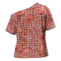 Red Hawaii Palaka Cowboy Cross Shoulder Shirt Hawaiian Paniolo Festival Spirit