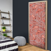 Red Hawaii Palaka Cowboy Door Cover Hawaiian Paniolo Festival Spirit
