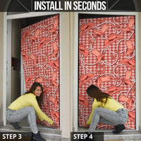 Red Hawaii Palaka Cowboy Door Cover Hawaiian Paniolo Festival Spirit
