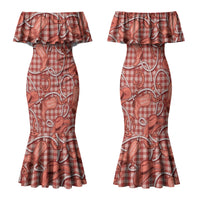 Red Hawaii Palaka Cowboy Family Matching Mermaid Dress and Hawaiian Shirt Hawaiian Paniolo Festival Spirit