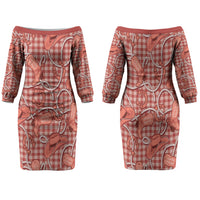 Red Hawaii Palaka Cowboy Family Matching Off The Shoulder Long Sleeve Dress and Hawaiian Shirt Hawaiian Paniolo Festival Spirit