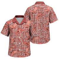 Red Hawaii Palaka Cowboy Family Matching Short Sleeve Bodycon Dress and Hawaiian Shirt Hawaiian Paniolo Festival Spirit