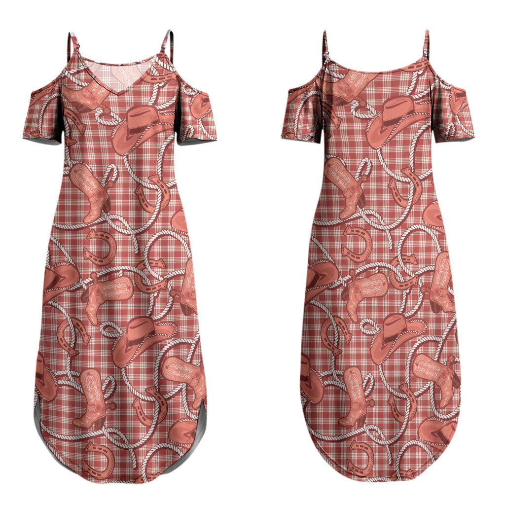 Red Hawaii Palaka Cowboy Family Matching Summer Maxi Dress and Hawaiian Shirt Hawaiian Paniolo Festival Spirit