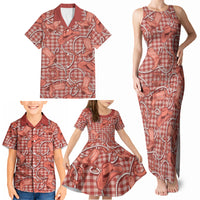 Red Hawaii Palaka Cowboy Family Matching Tank Maxi Dress and Hawaiian Shirt Hawaiian Paniolo Festival Spirit