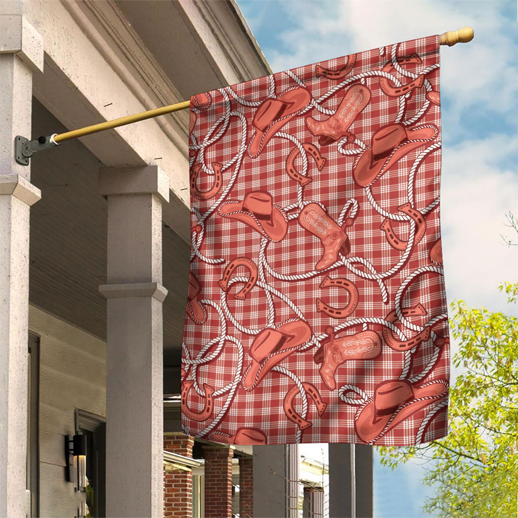 Red Hawaii Palaka Cowboy Garden Flag Hawaiian Paniolo Festival Spirit