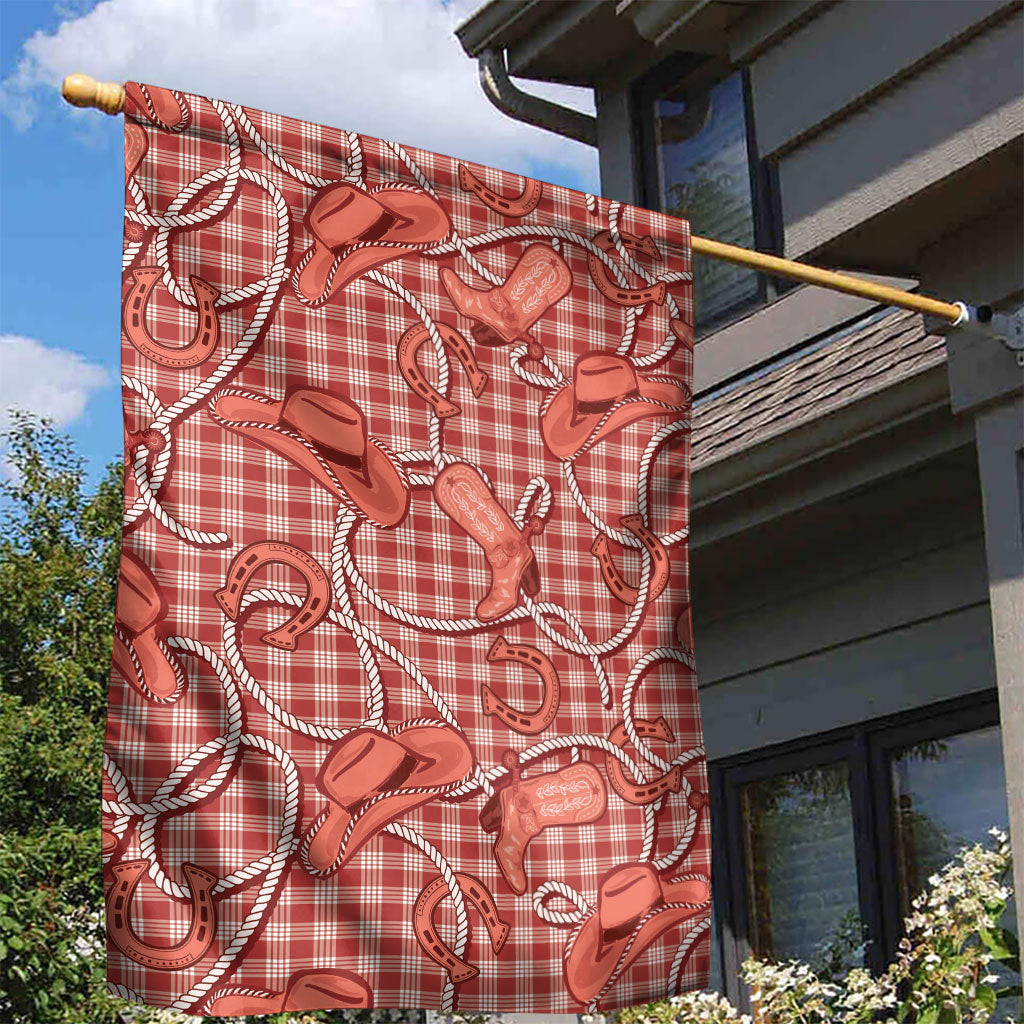 Red Hawaii Palaka Cowboy Garden Flag Hawaiian Paniolo Festival Spirit