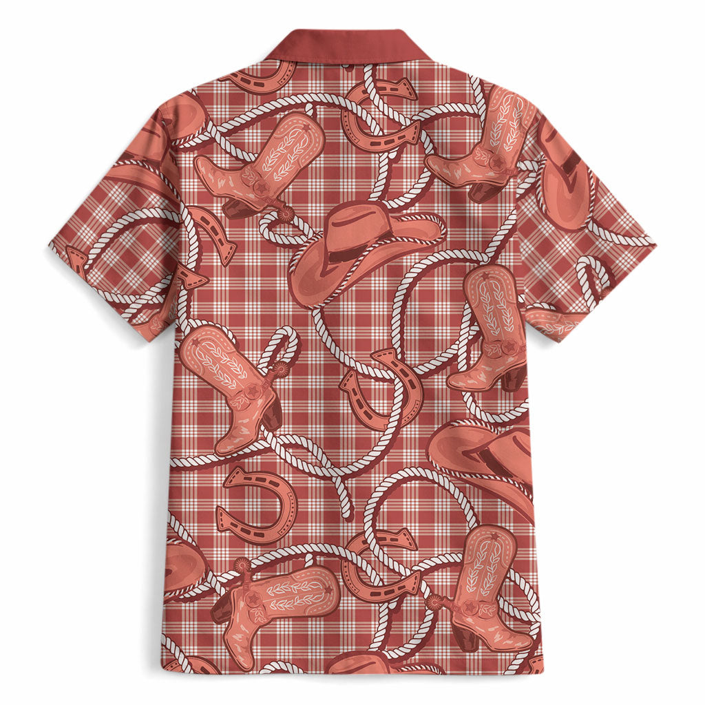 Red Hawaii Palaka Cowboy Hawaiian Shirt Hawaiian Paniolo Festival Spirit
