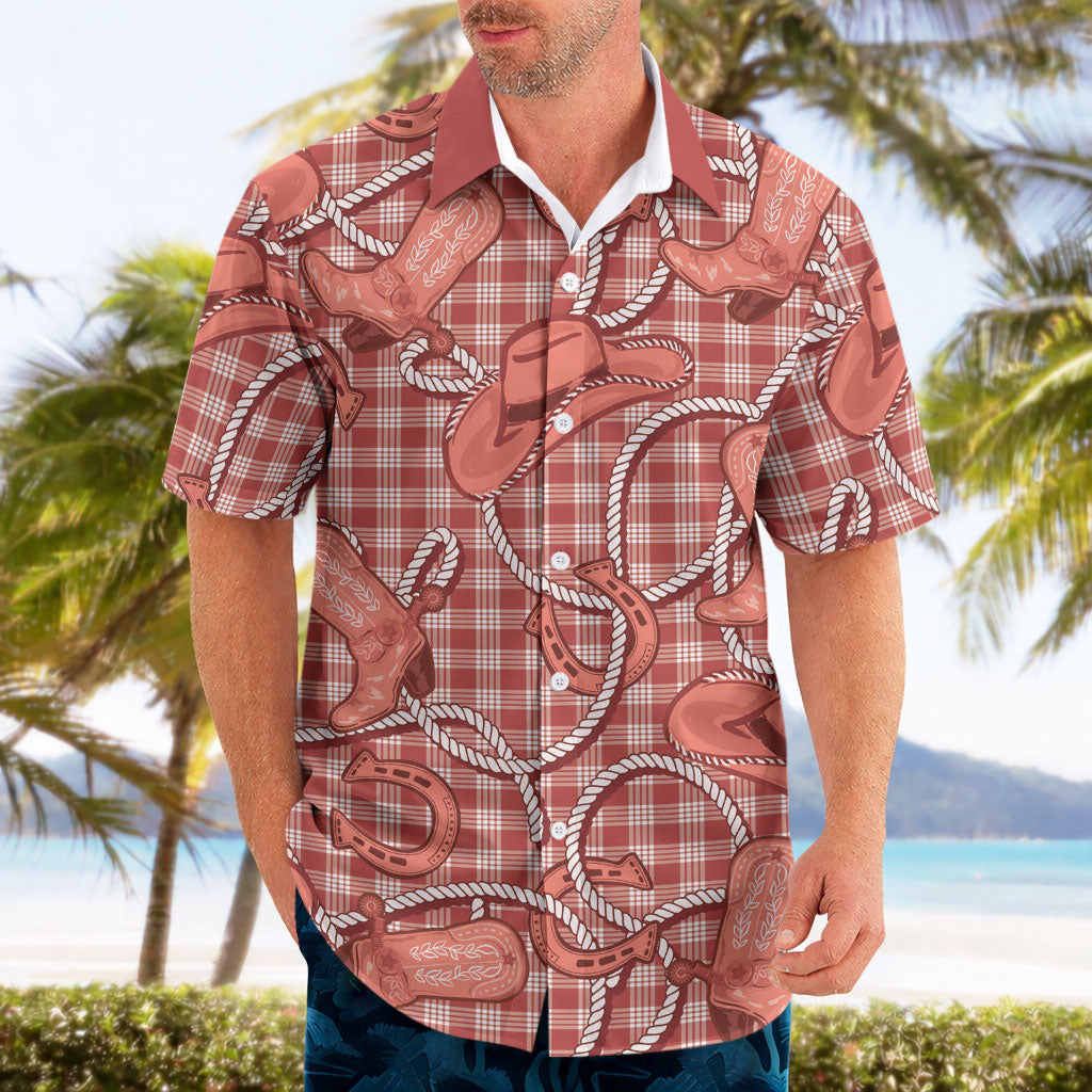 Red Hawaii Palaka Cowboy Hawaiian Shirt Hawaiian Paniolo Festival Spirit