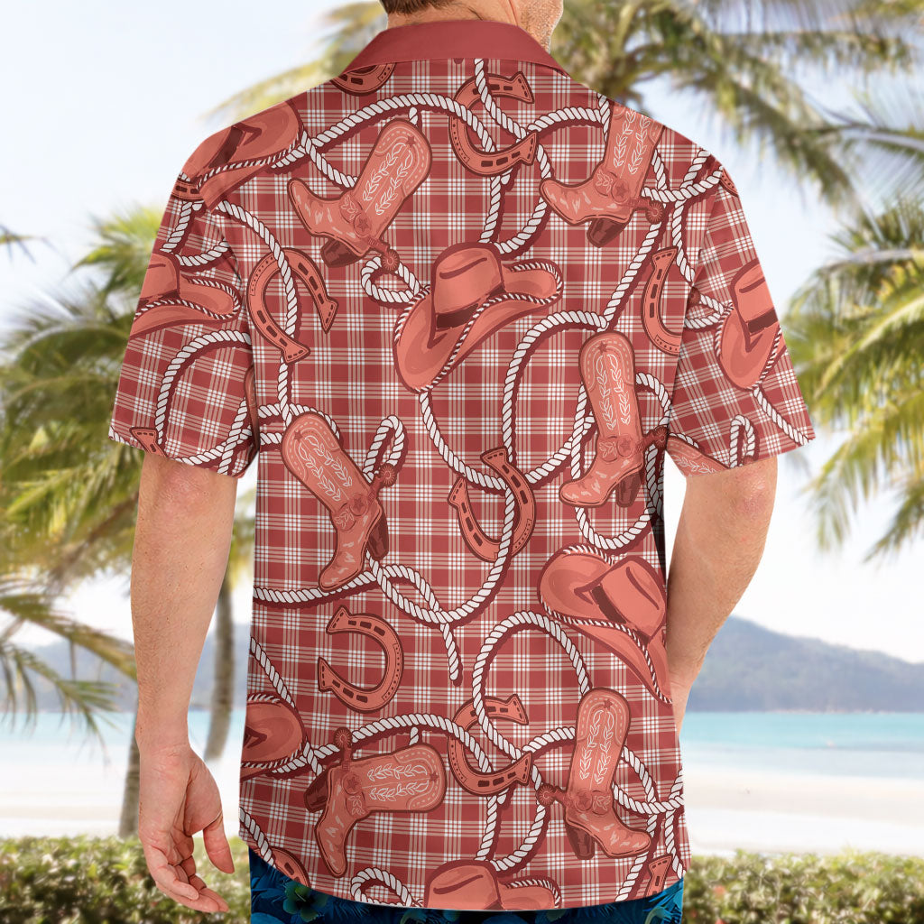 Red Hawaii Palaka Cowboy Hawaiian Shirt Hawaiian Paniolo Festival Spirit