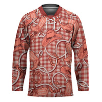 Red Hawaii Palaka Cowboy Hockey Jersey Hawaiian Paniolo Festival Spirit