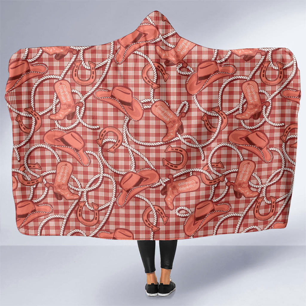 Red Hawaii Palaka Cowboy Hooded Blanket Hawaiian Paniolo Festival Spirit
