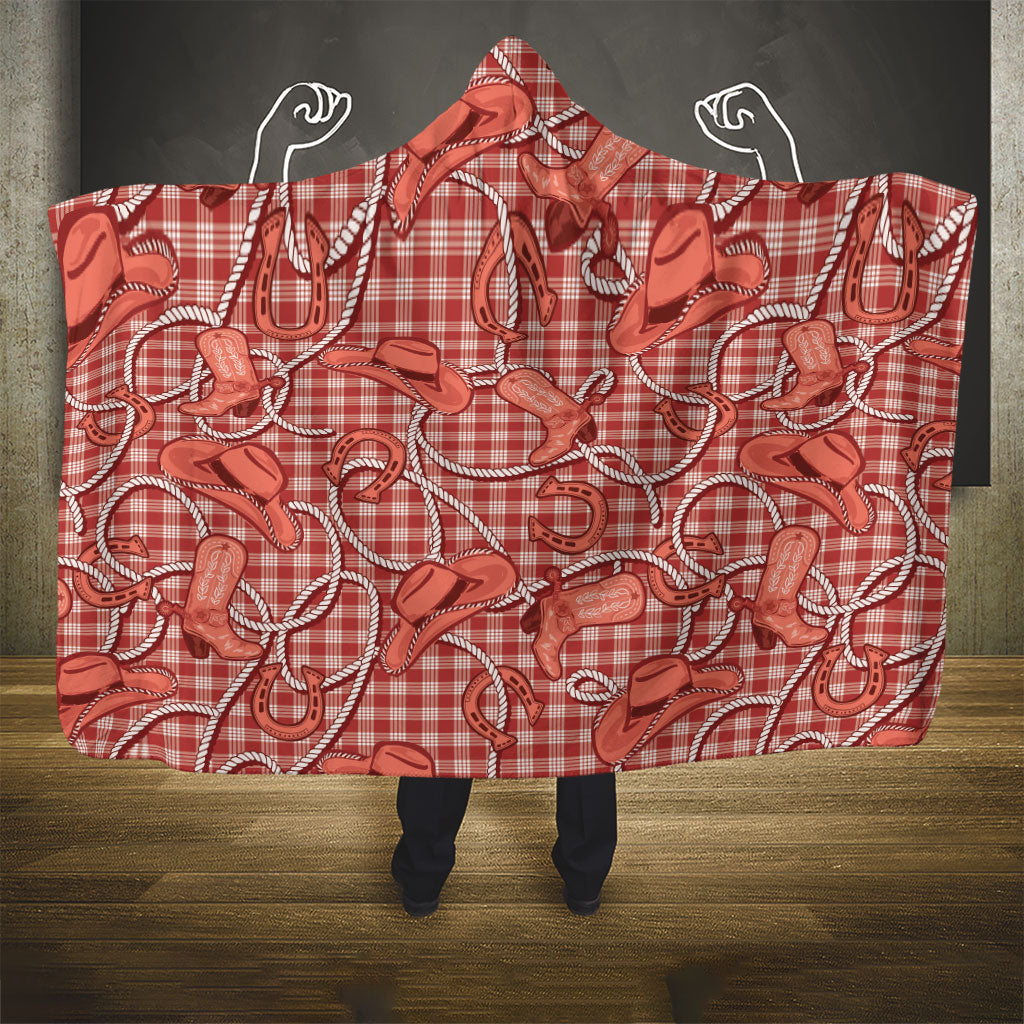 Red Hawaii Palaka Cowboy Hooded Blanket Hawaiian Paniolo Festival Spirit