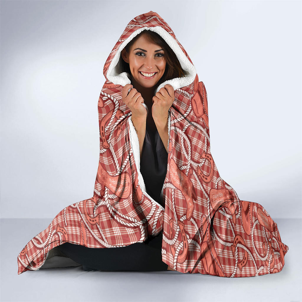 Red Hawaii Palaka Cowboy Hooded Blanket Hawaiian Paniolo Festival Spirit