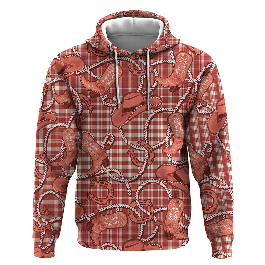 Red Hawaii Palaka Cowboy Hoodie Hawaiian Paniolo Festival Spirit