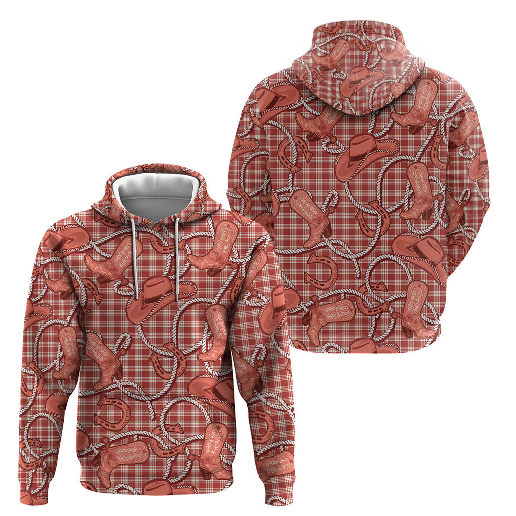 Red Hawaii Palaka Cowboy Hoodie Hawaiian Paniolo Festival Spirit