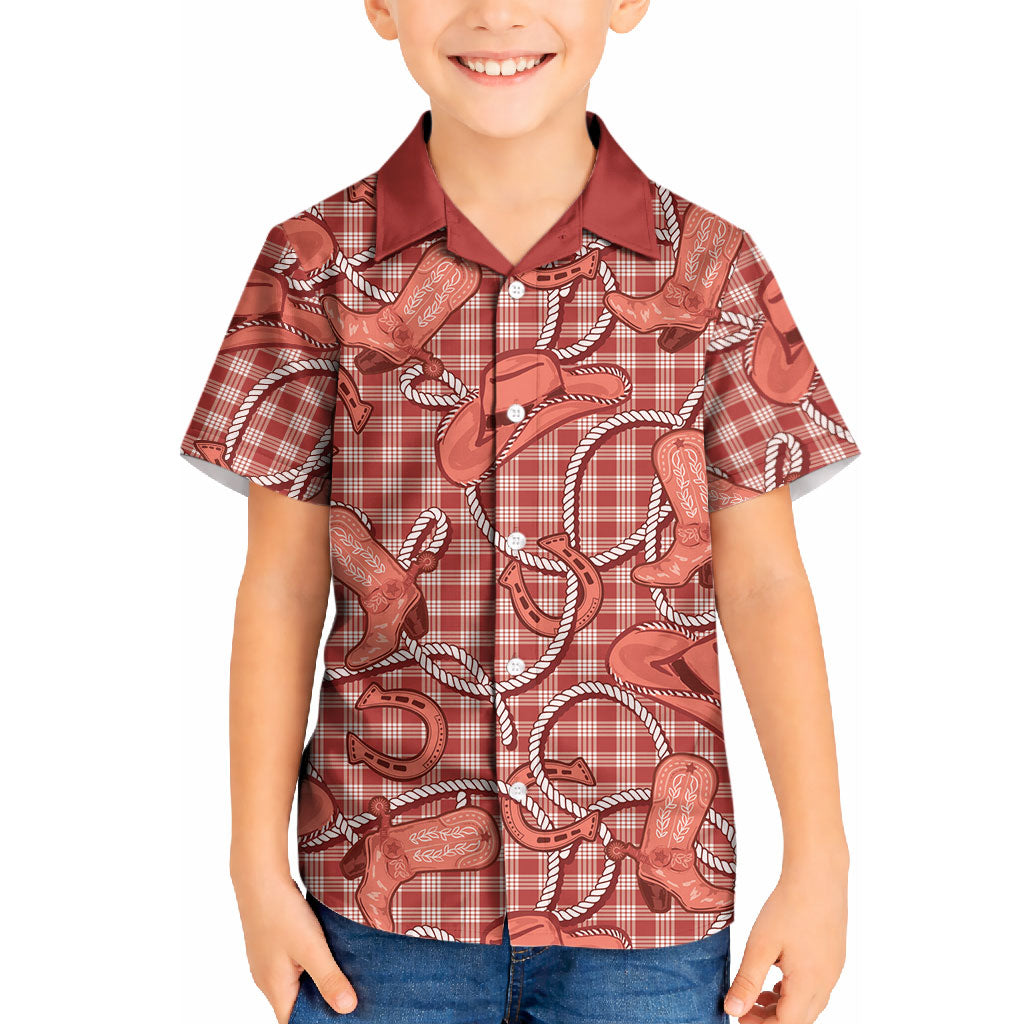 Red Hawaii Palaka Cowboy Kid Hawaiian Shirt Hawaiian Paniolo Festival Spirit