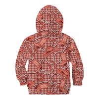 Red Hawaii Palaka Cowboy Kid Hoodie Hawaiian Paniolo Festival Spirit