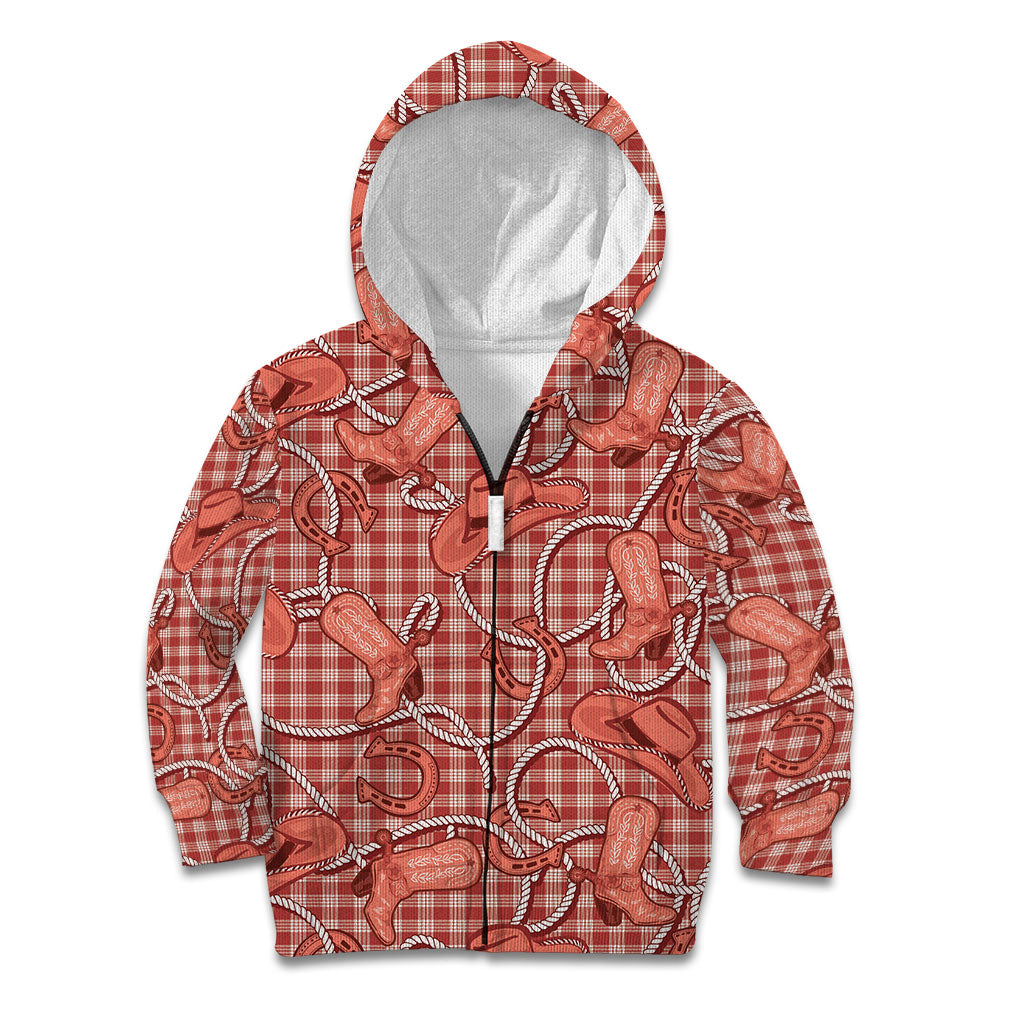 Red Hawaii Palaka Cowboy Kid Hoodie Hawaiian Paniolo Festival Spirit