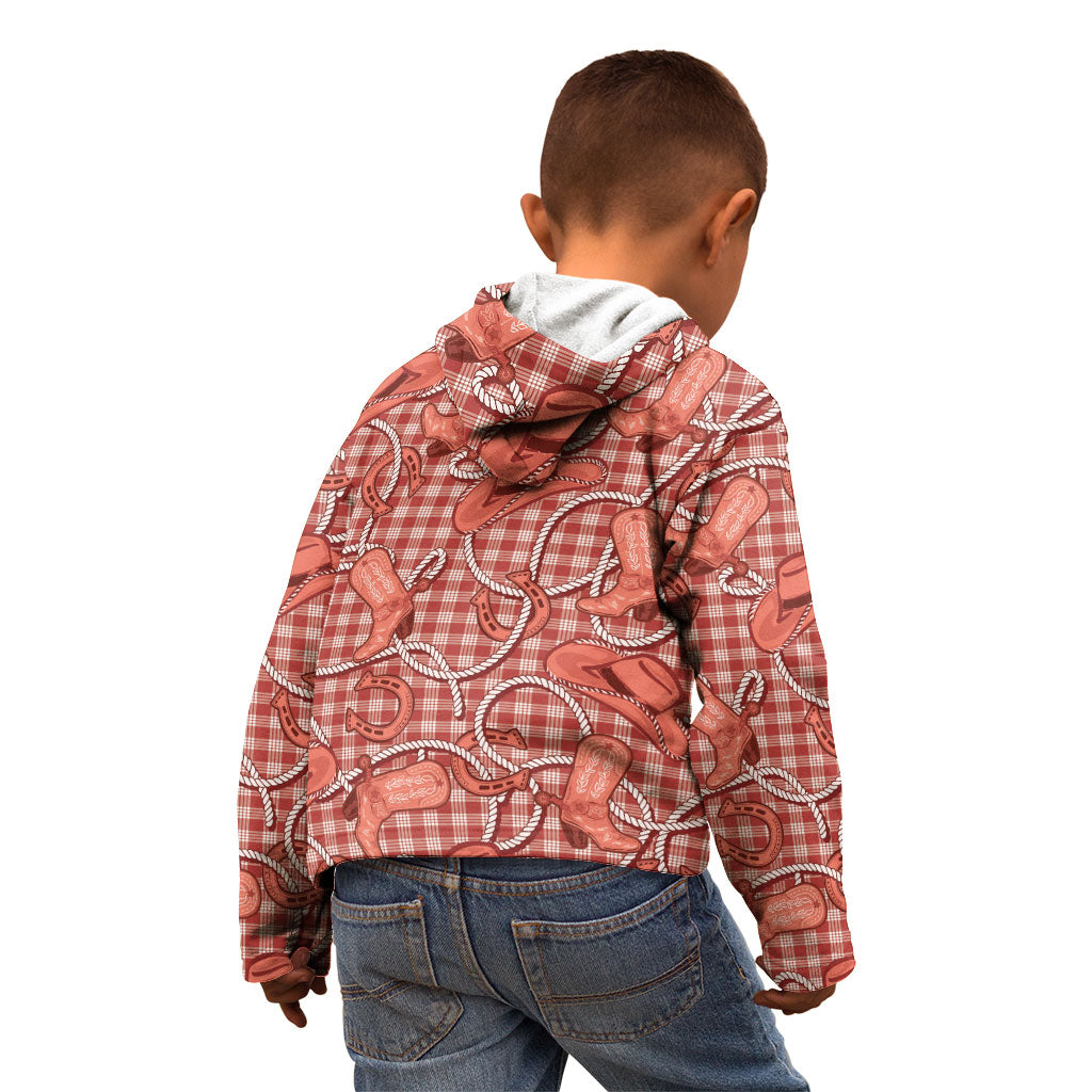 Red Hawaii Palaka Cowboy Kid Hoodie Hawaiian Paniolo Festival Spirit