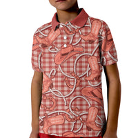 Red Hawaii Palaka Cowboy Kid Polo Shirt Hawaiian Paniolo Festival Spirit