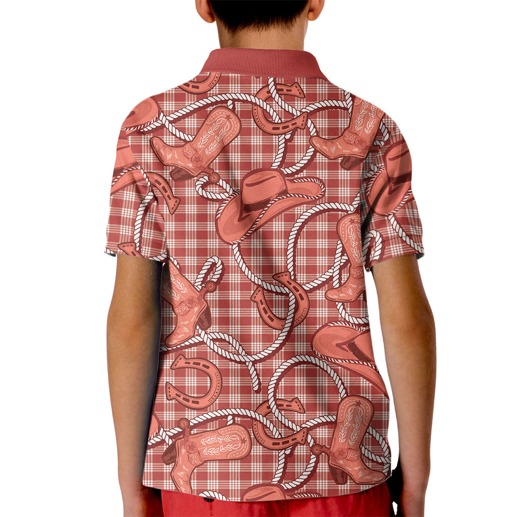 Red Hawaii Palaka Cowboy Kid Polo Shirt Hawaiian Paniolo Festival Spirit