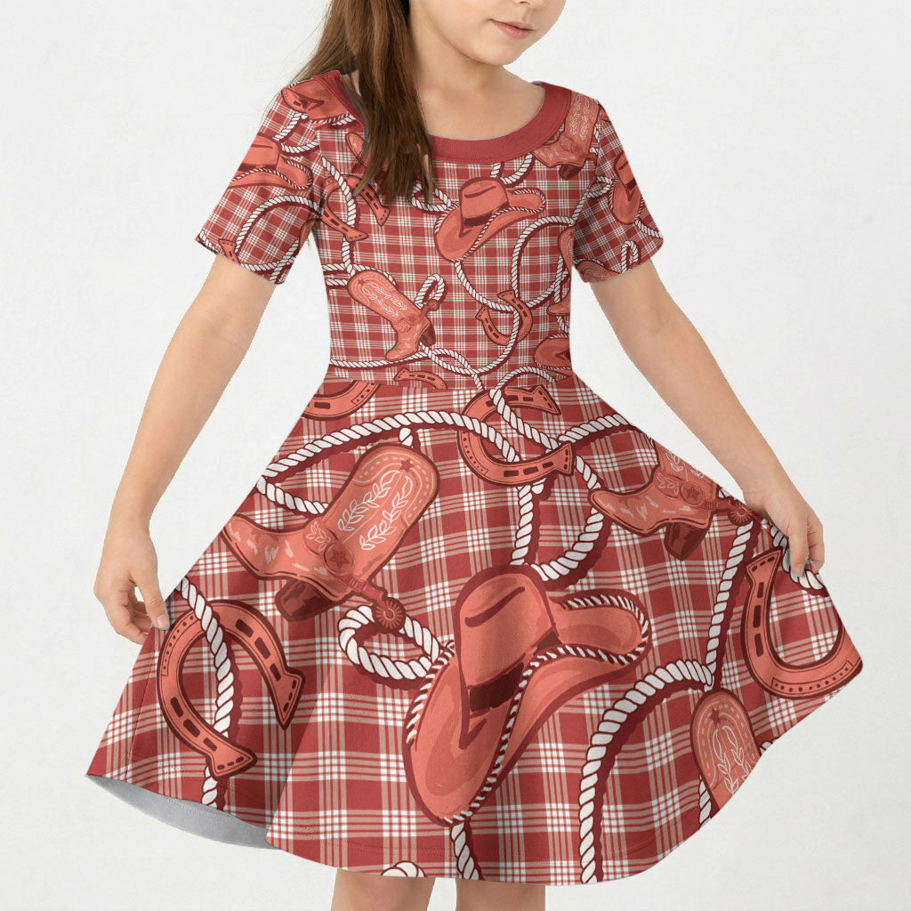 Red Hawaii Palaka Cowboy Kid Short Sleeve Dress Hawaiian Paniolo Festival Spirit LT19 KID Red - Polynesian Pride