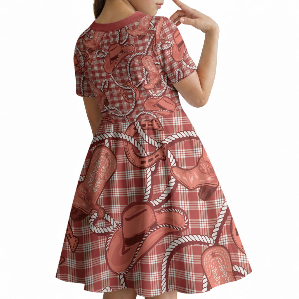 Red Hawaii Palaka Cowboy Kid Short Sleeve Dress Hawaiian Paniolo Festival Spirit