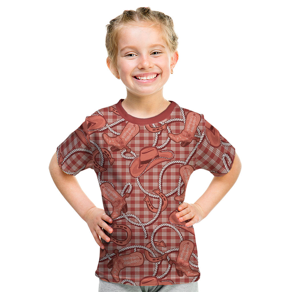 Red Hawaii Palaka Cowboy Kid T Shirt Hawaiian Paniolo Festival Spirit