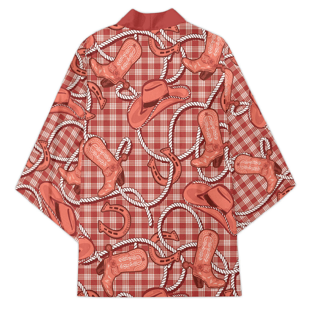 Red Hawaii Palaka Cowboy Kimono Hawaiian Paniolo Festival Spirit