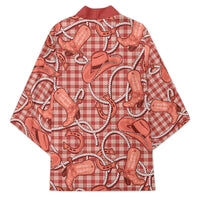 Red Hawaii Palaka Cowboy Kimono Hawaiian Paniolo Festival Spirit