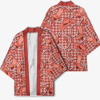 Red Hawaii Palaka Cowboy Kimono Hawaiian Paniolo Festival Spirit