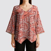 Red Hawaii Palaka Cowboy Kimono Sleeve Blouse Hawaiian Paniolo Festival Spirit