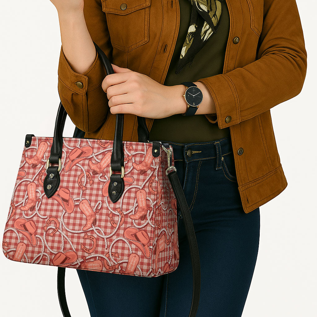 Red Hawaii Palaka Cowboy Leather Bag Hawaiian Paniolo Festival Spirit