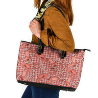 Red Hawaii Palaka Cowboy Leather Tote Bag Hawaiian Paniolo Festival Spirit