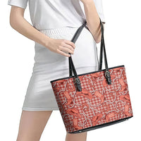 Red Hawaii Palaka Cowboy Leather Tote Bag Hawaiian Paniolo Festival Spirit
