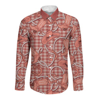 Red Hawaii Palaka Cowboy Long Sleeve Button Shirt Hawaiian Paniolo Festival Spirit
