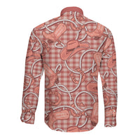 Red Hawaii Palaka Cowboy Long Sleeve Button Shirt Hawaiian Paniolo Festival Spirit