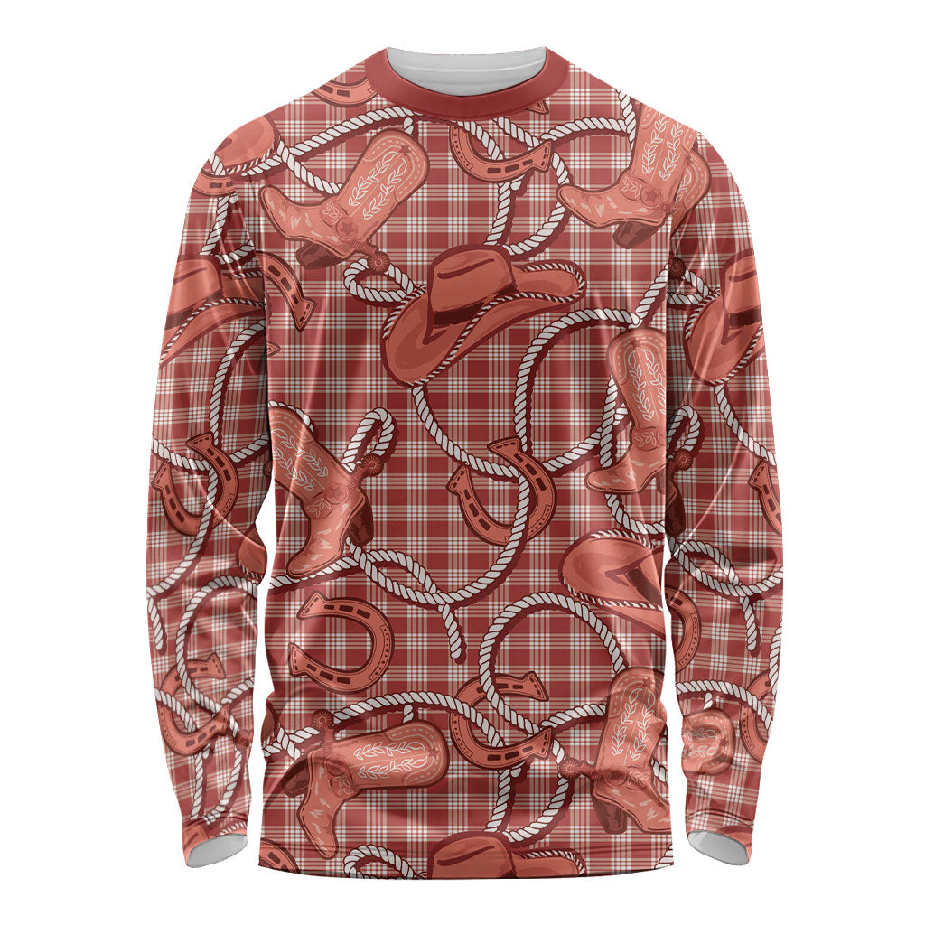 Red Hawaii Palaka Cowboy Long Sleeve Shirt Hawaiian Paniolo Festival Spirit LT19 Unisex Red - Polynesian Pride