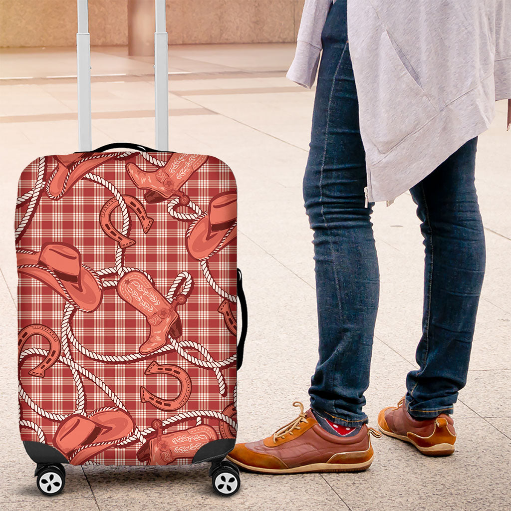 Red Hawaii Palaka Cowboy Luggage Cover Hawaiian Paniolo Festival Spirit
