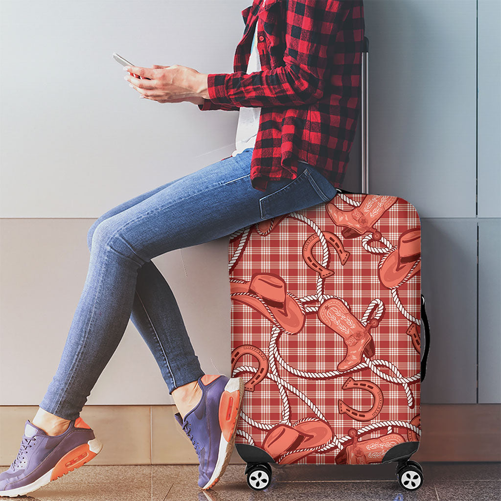 Red Hawaii Palaka Cowboy Luggage Cover Hawaiian Paniolo Festival Spirit