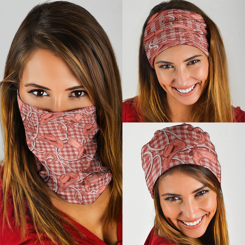 Red Hawaii Palaka Cowboy Neck Gaiter Hawaiian Paniolo Festival Spirit